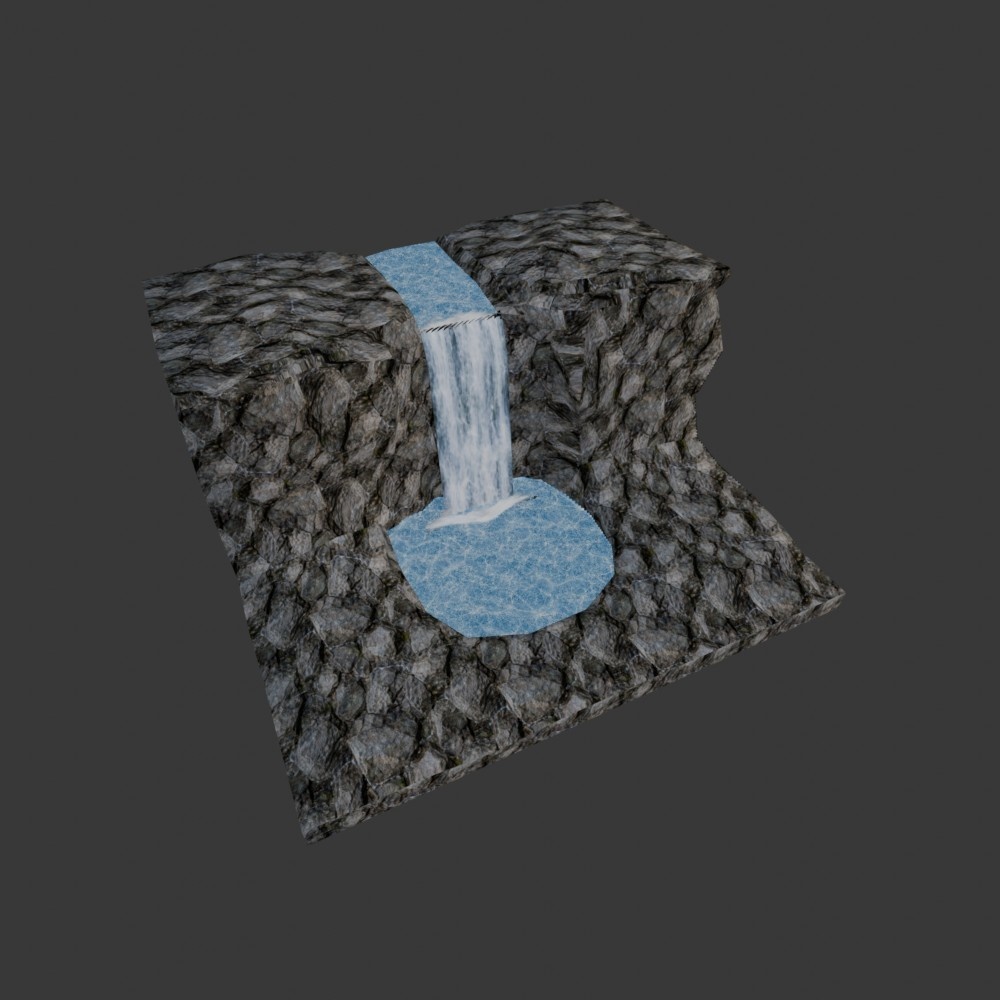 【環境アセット・モデル】滝のある岩場(ローポリ・超軽量)
