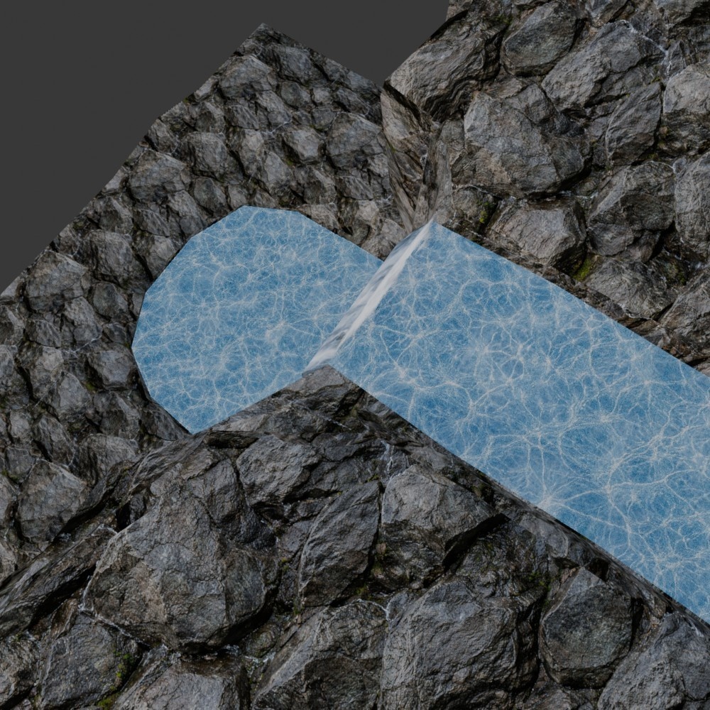 【環境アセット・モデル】滝のある岩場(ローポリ・超軽量)