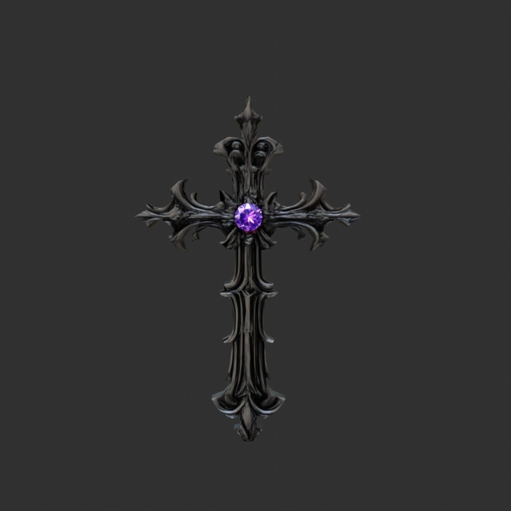 【3D小道具】ゴシック調の十字架(ローポリ)