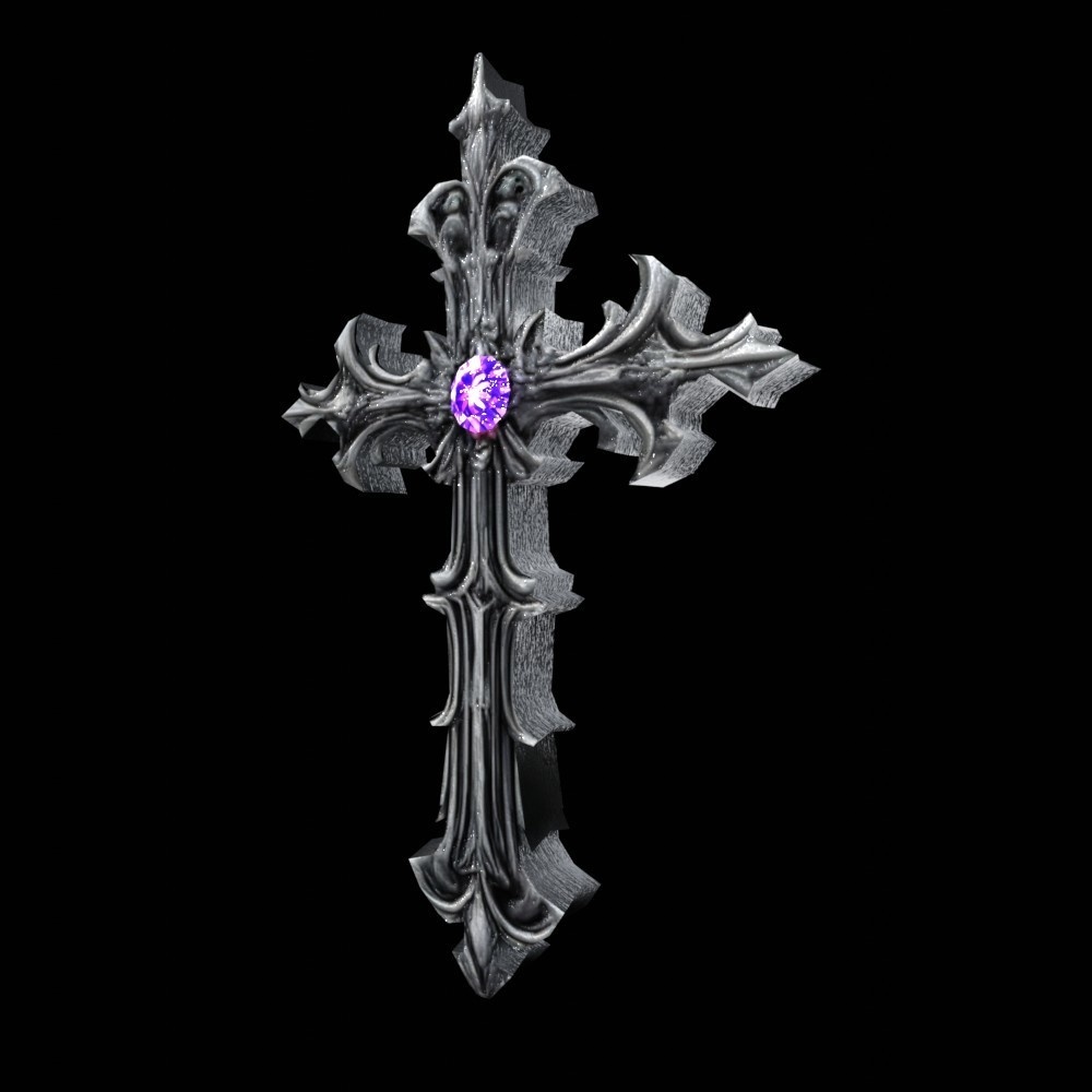 【3D小道具】ゴシック調の十字架(ローポリ)