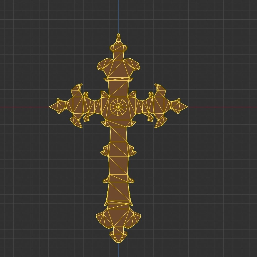 【3D小道具】ゴシック調の十字架(ローポリ)