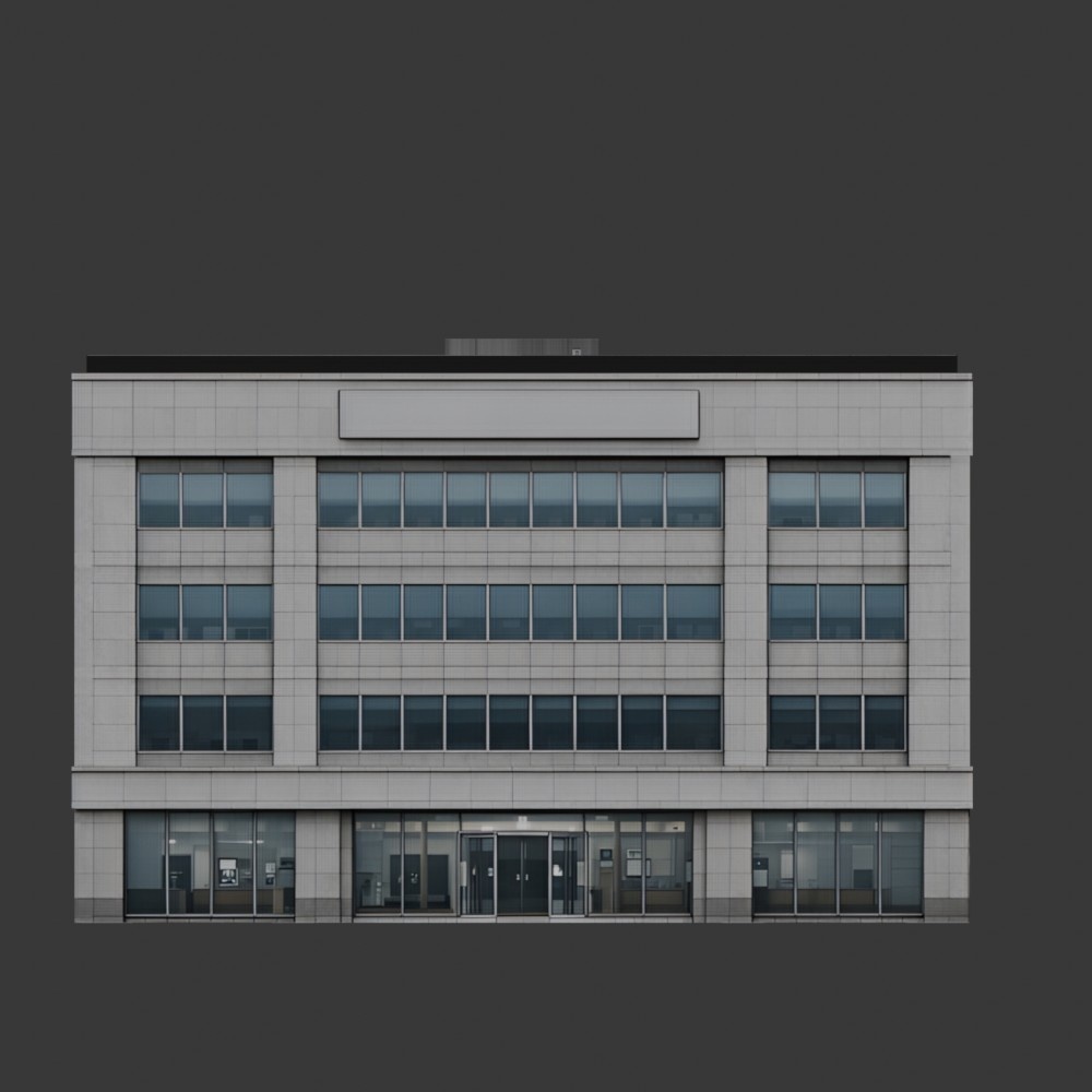 【3D建築】日本の商業ビル_4階建て_18m(ローポリ)