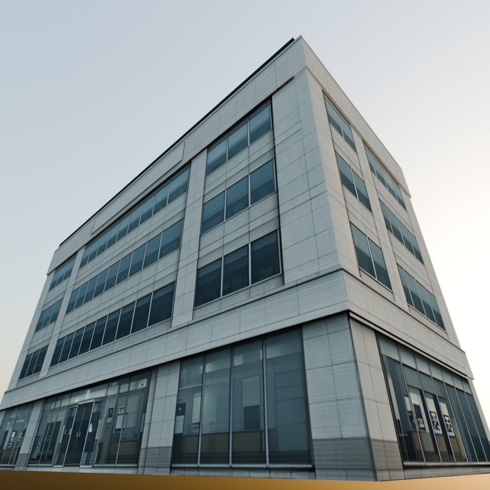 【3D建築】日本の商業ビル_4階建て_18m(ローポリ)