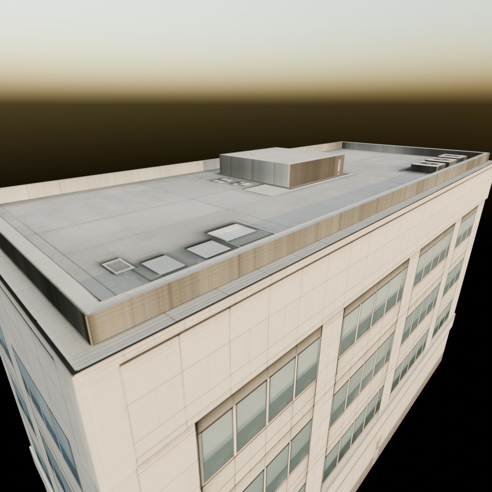 【3D建築】日本の商業ビル_4階建て_18m(ローポリ)