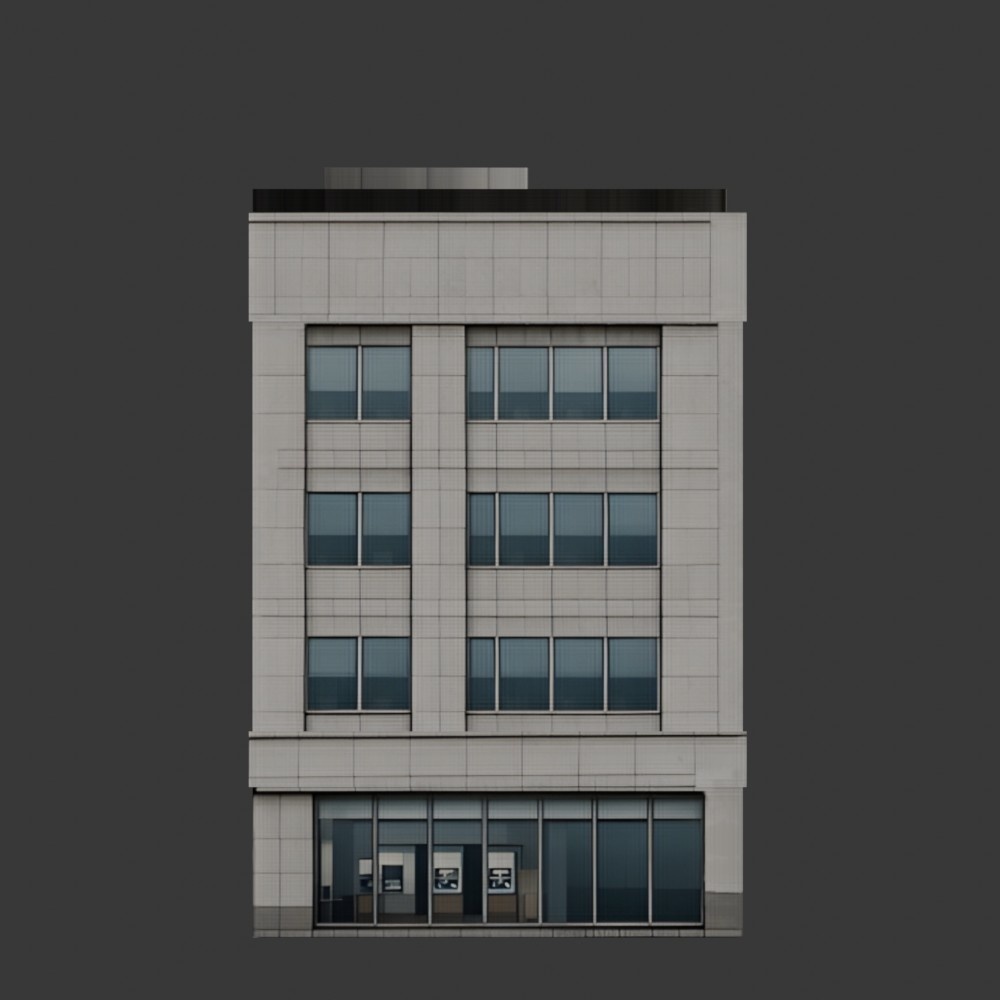 【3D建築】日本の商業ビル_4階建て_18m(ローポリ)