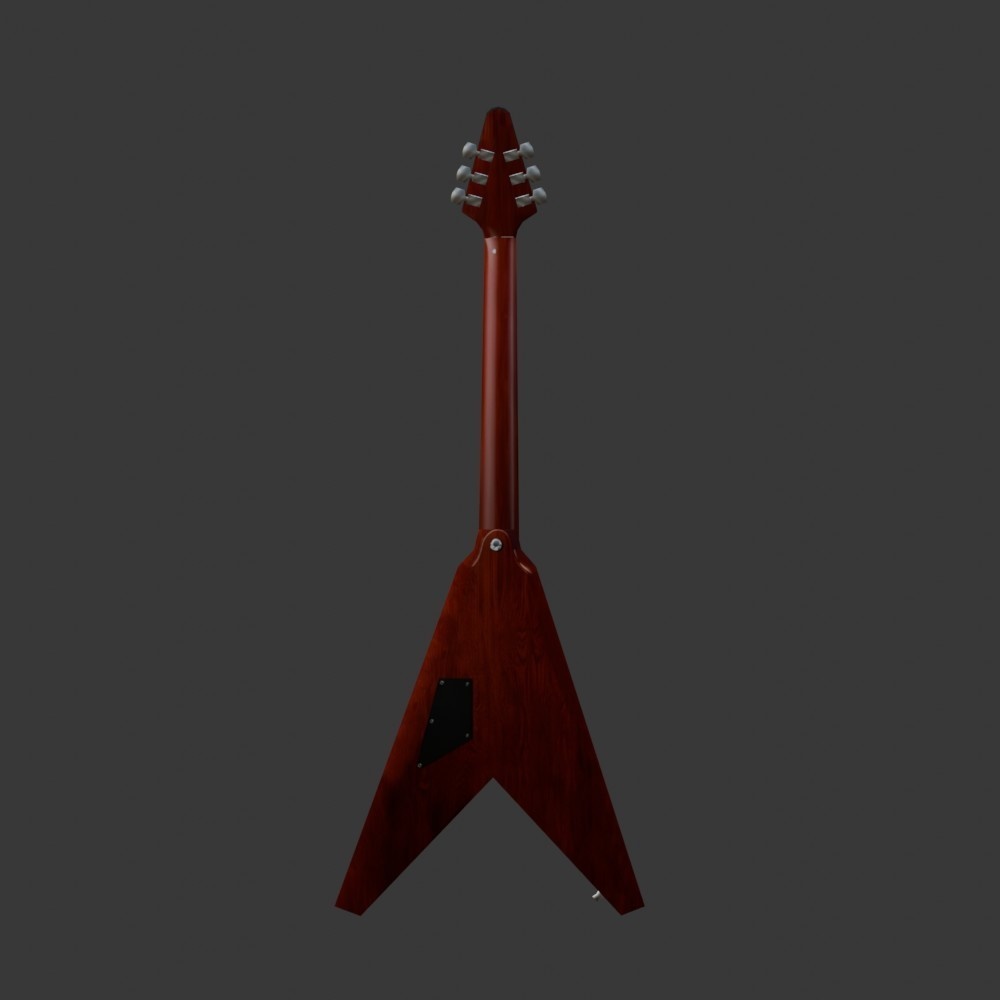 【3D小道具】エレキギター_フライングV(ローポリ)