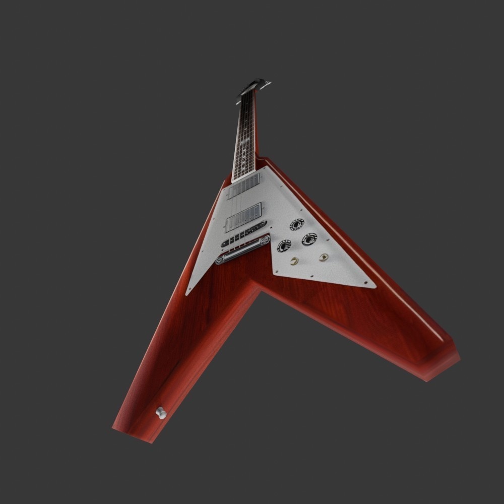 【3D小道具】エレキギター_フライングV(ローポリ)