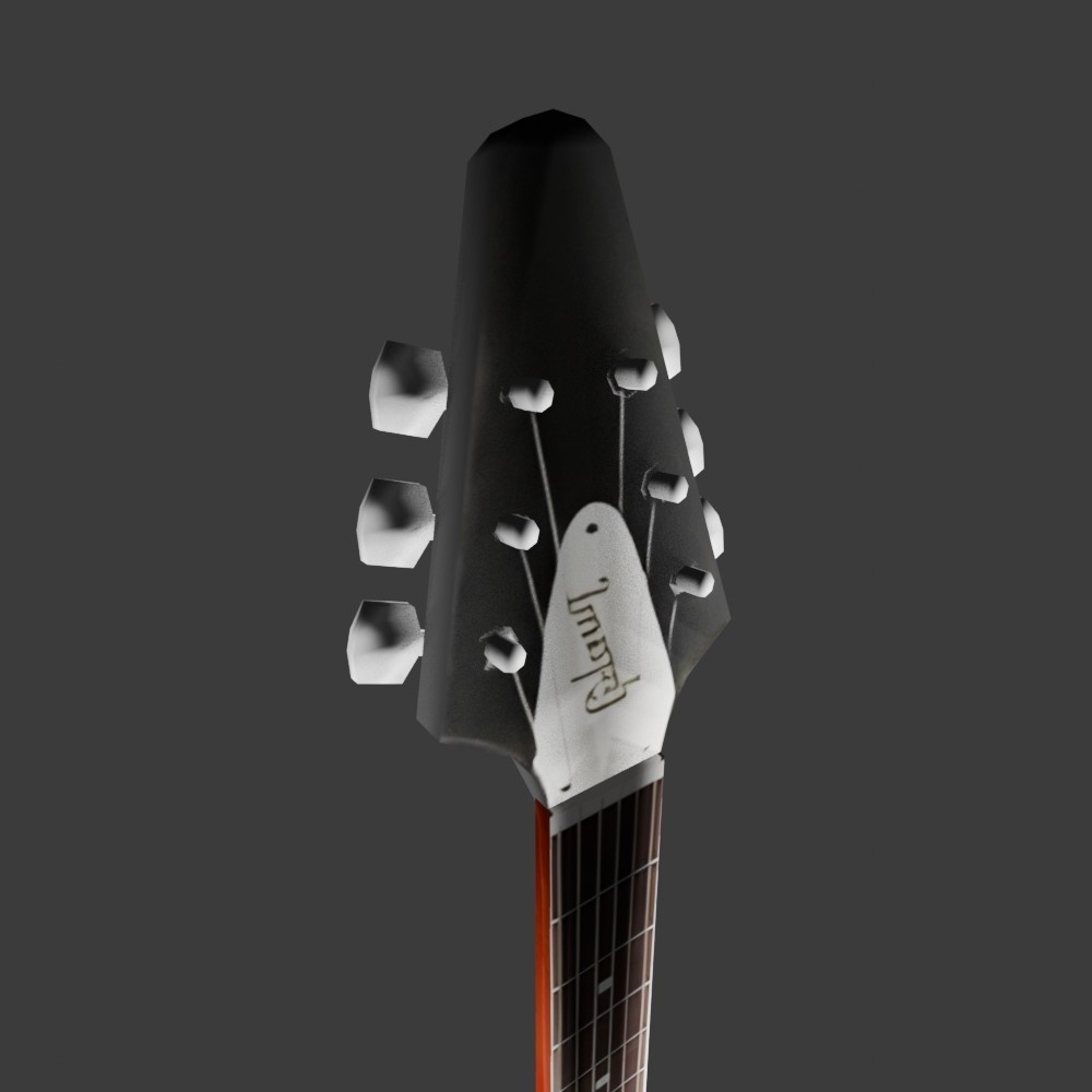 【3D小道具】エレキギター_フライングV(ローポリ)