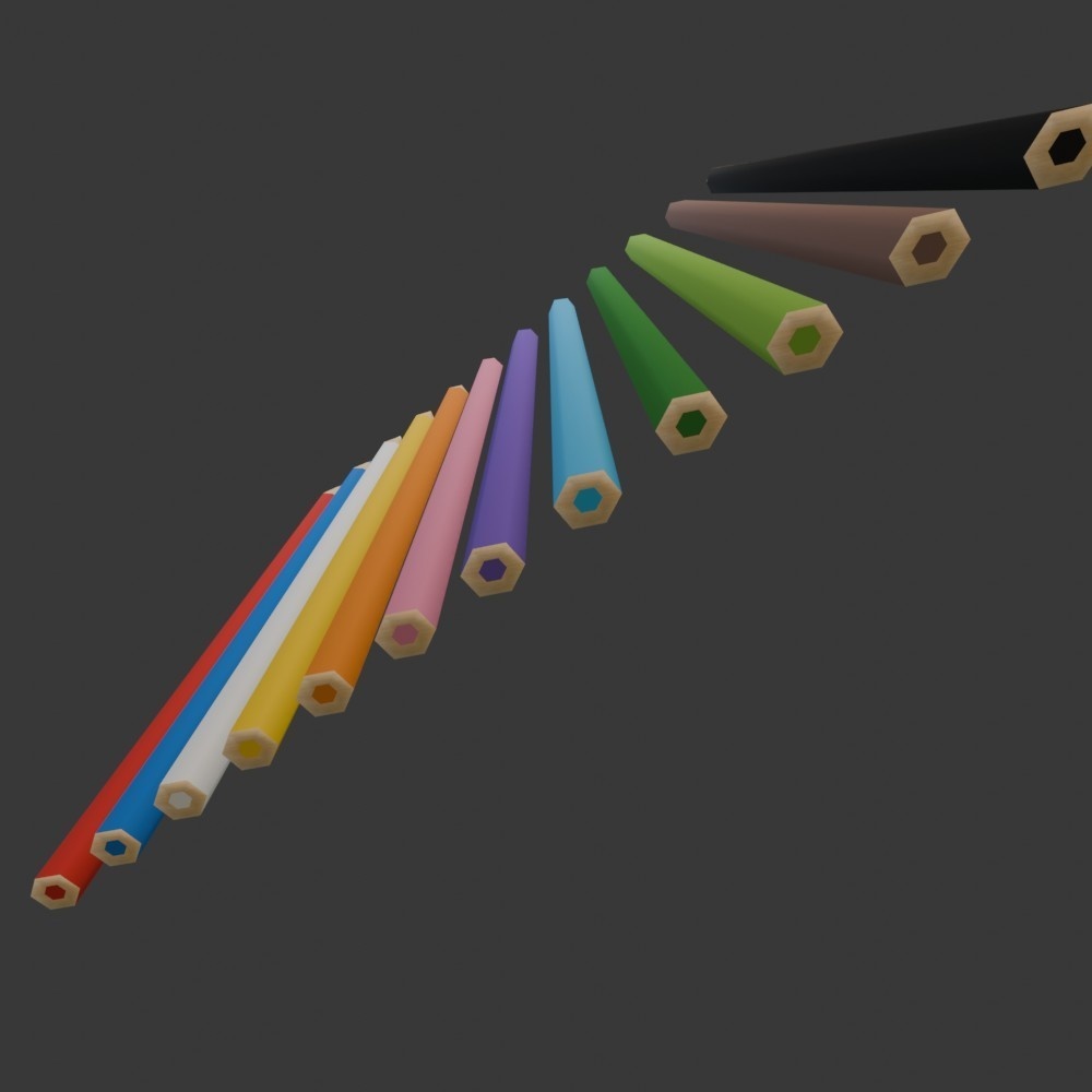 【3D小道具】色鉛筆12色セット(ローポリ)
