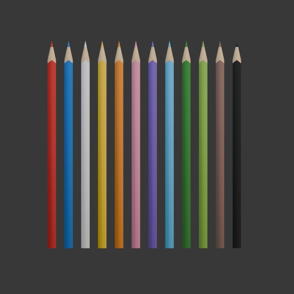【3D小道具】色鉛筆12色セット(ローポリ)