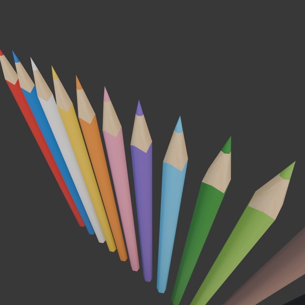 【3D小道具】色鉛筆12色セット(ローポリ)