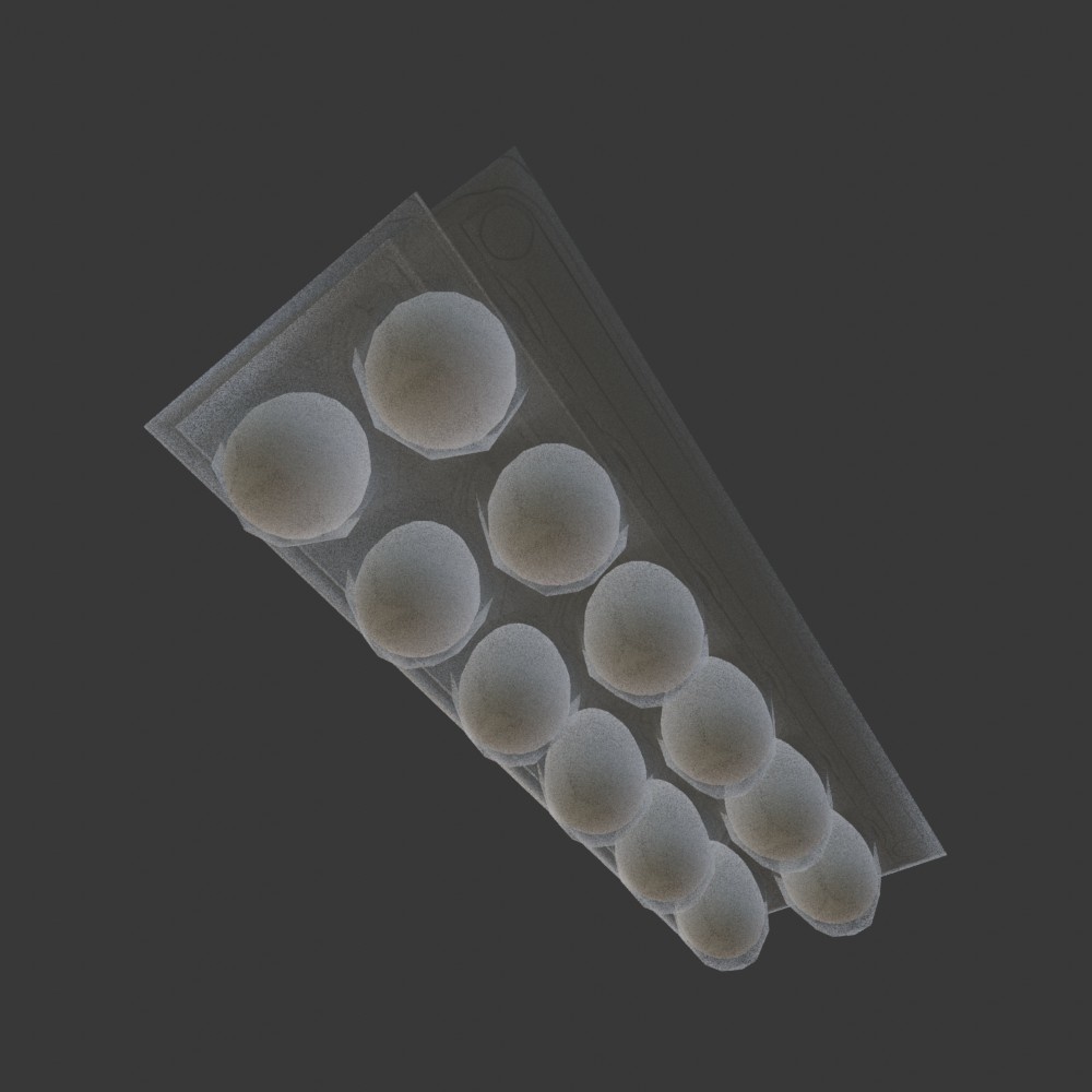 【3D小道具】パック入り卵(ローポリ)