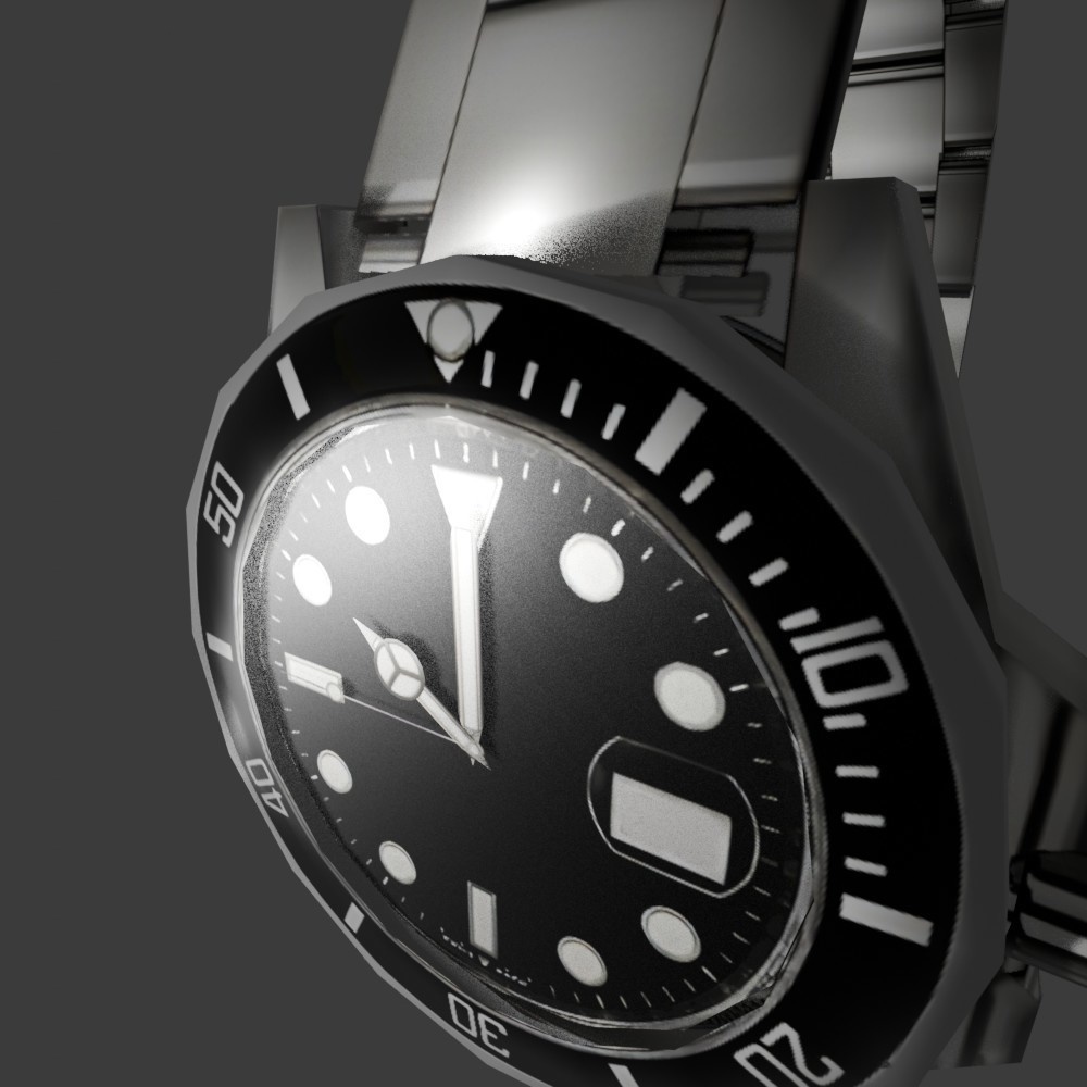 【3D小道具】メンズ_ハイブランド風腕時計(ローポリ)