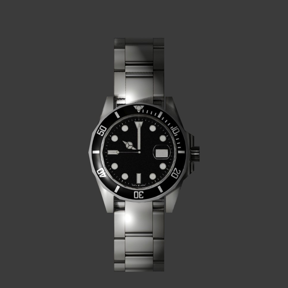 【3D小道具】メンズ_ハイブランド風腕時計(ローポリ)