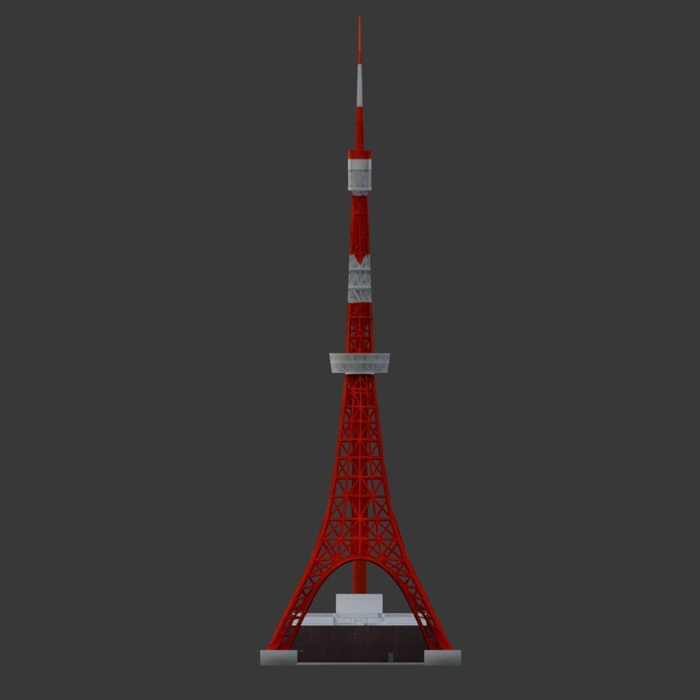 【3D小道具】333mの電波塔(ローポリ)