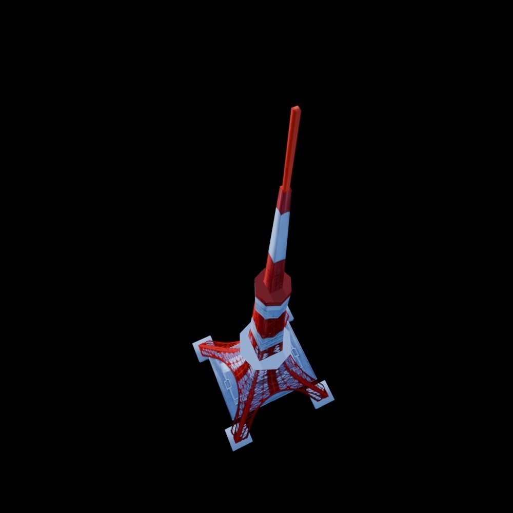 【3D小道具】333mの電波塔(ローポリ)