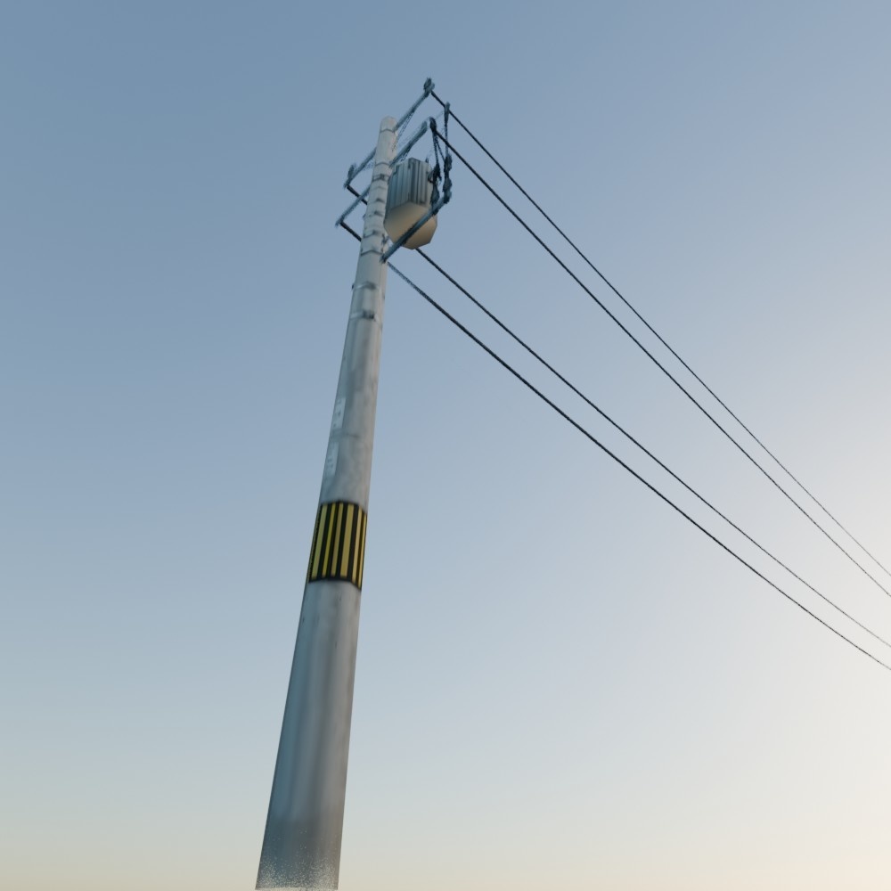 【3D小道具】電柱(ローポリ)