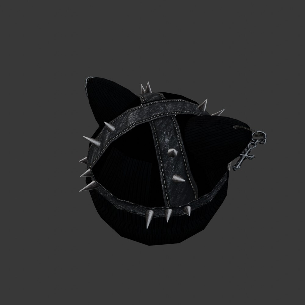 【3D小道具】ロックな猫耳ニット帽(ローポリ)