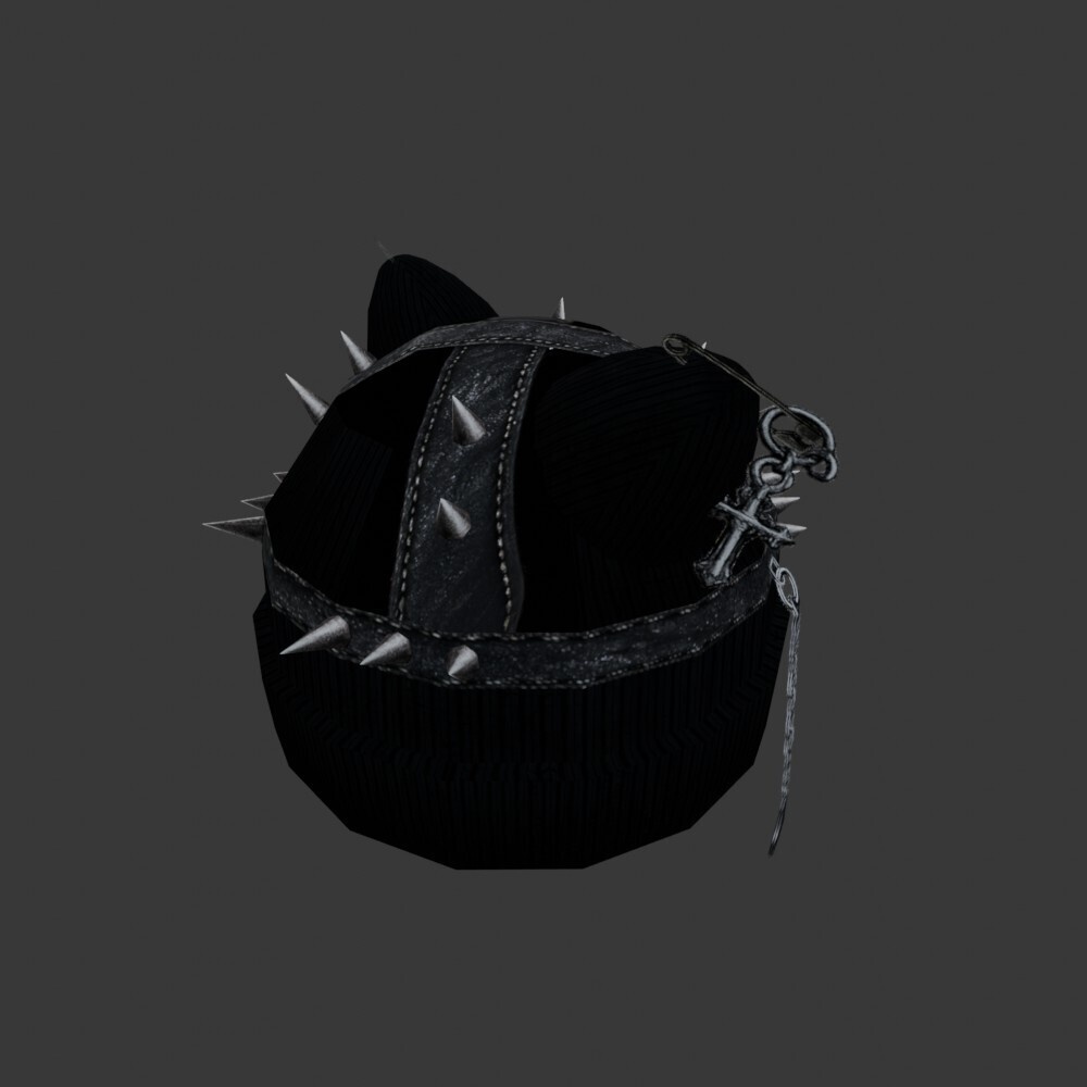 【3D小道具】ロックな猫耳ニット帽(ローポリ)