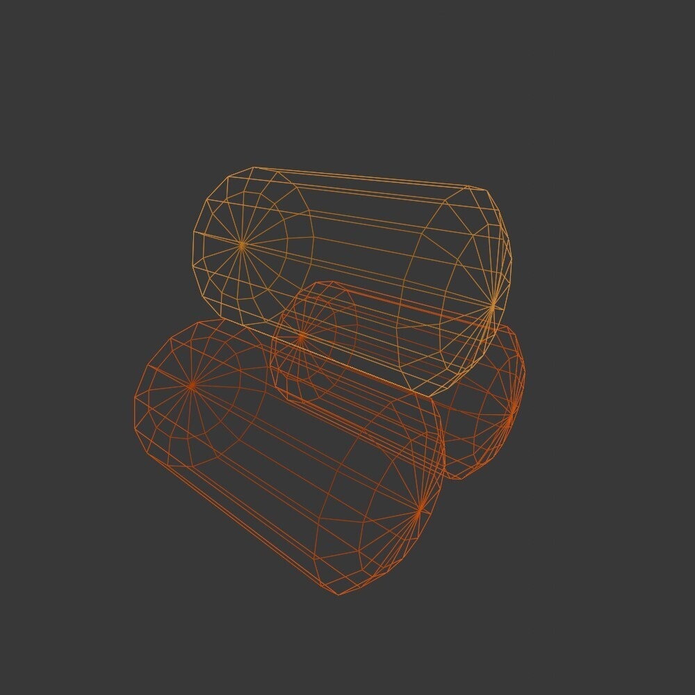 【3D小道具】米俵(三俵)(ローポリ)