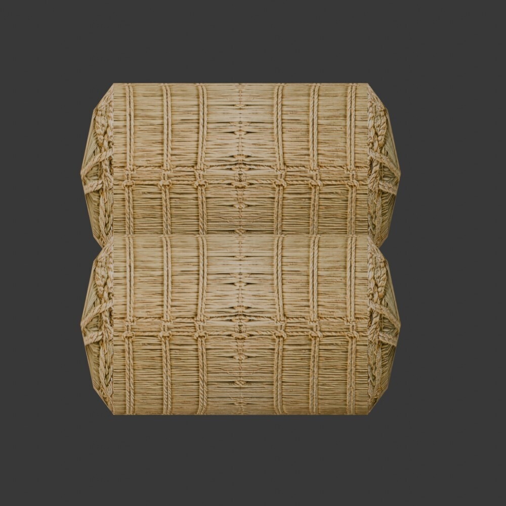 【3D小道具】米俵(三俵)(ローポリ)