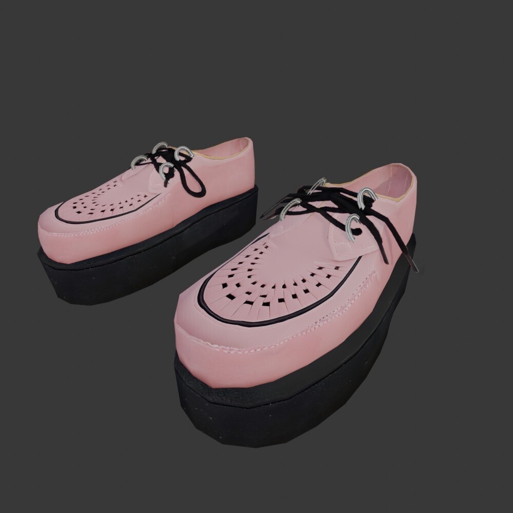 【3D靴】ピンクのラバーソール(ローポリ)