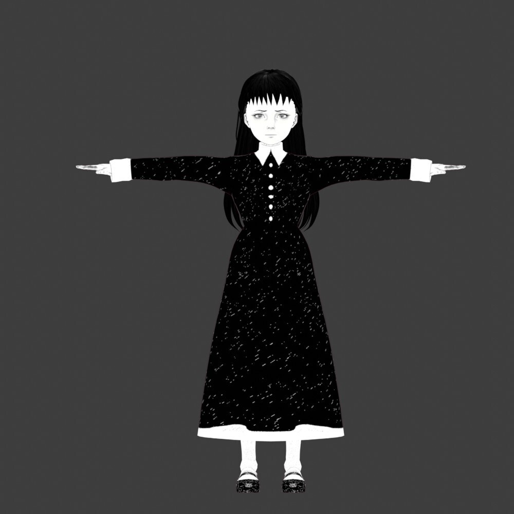 【3Dキャラクター】ホラー漫画少女