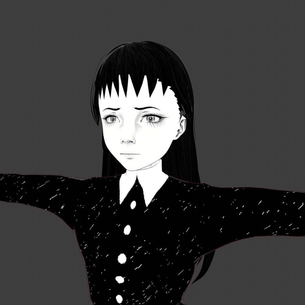 【3Dキャラクター】ホラー漫画少女