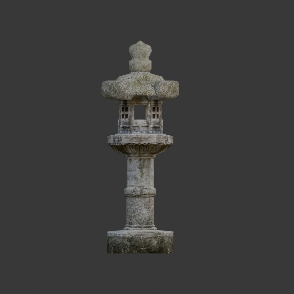 【3D小道具】神社の燈籠(ローポリ)
