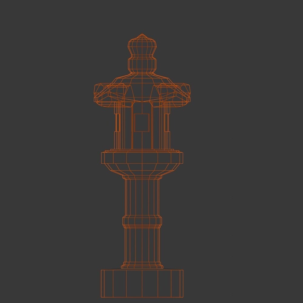 【3D小道具】神社の燈籠(ローポリ)