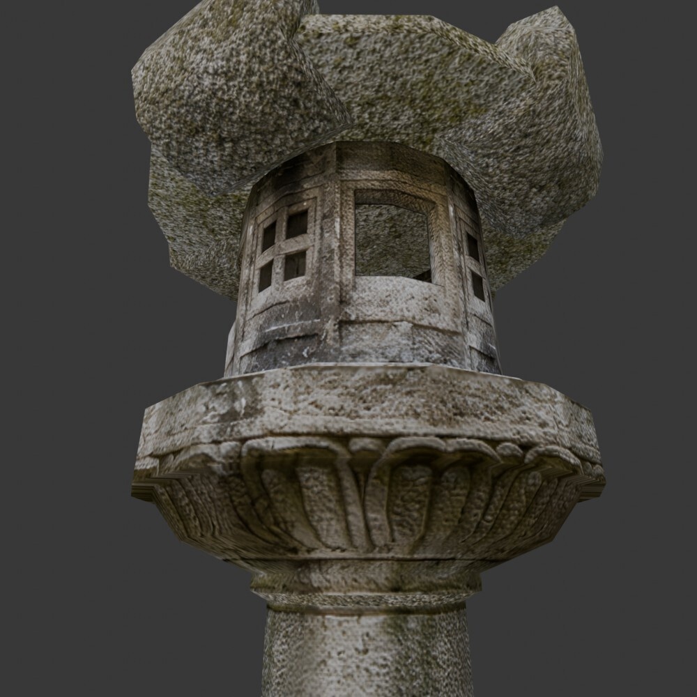【3D小道具】神社の燈籠(ローポリ)