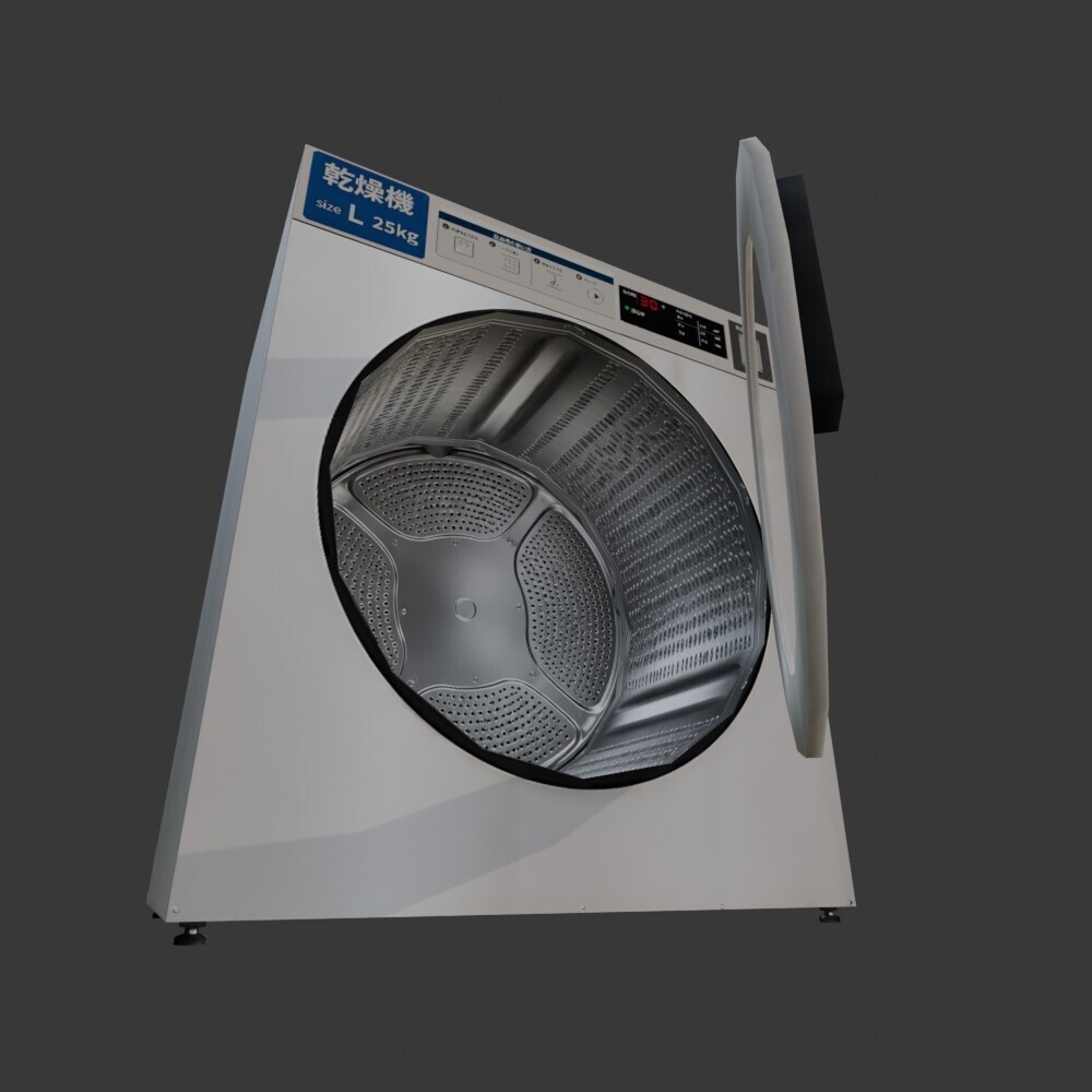 【3D小道具】コインランドリーの乾燥機(ローポリ)