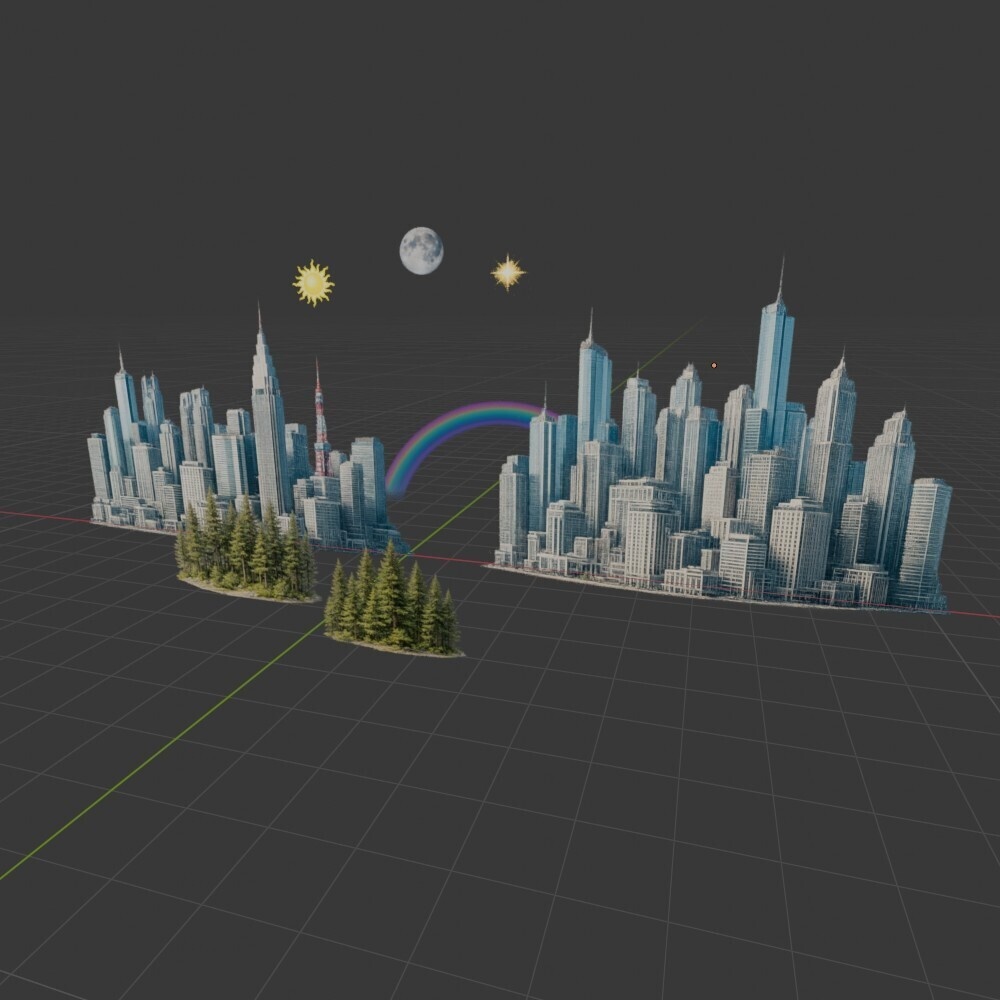 【3Dワールド・環境】遠景用平面アセット集(ローポリ)