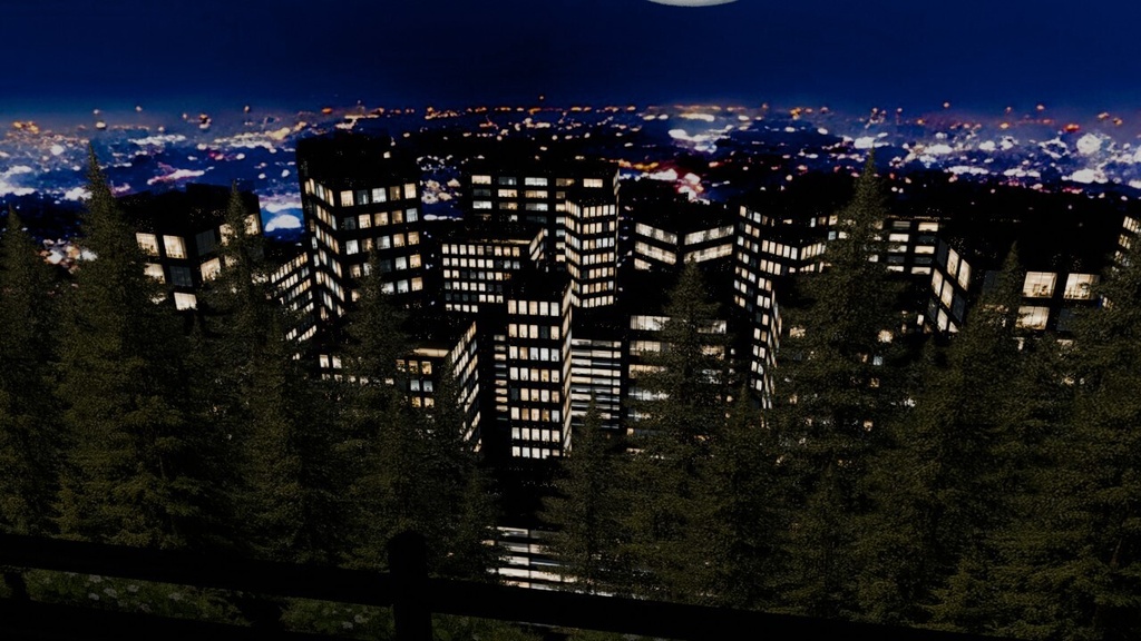 【3D環境・ワールド】3Dキット 夜景が綺麗な駐車場(ローポリ)