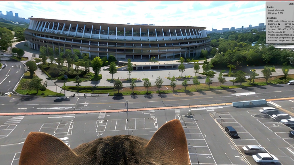 【3Dワールド・環境】巨大猫の頭の上 360°スカイドーム(ローポリ)
