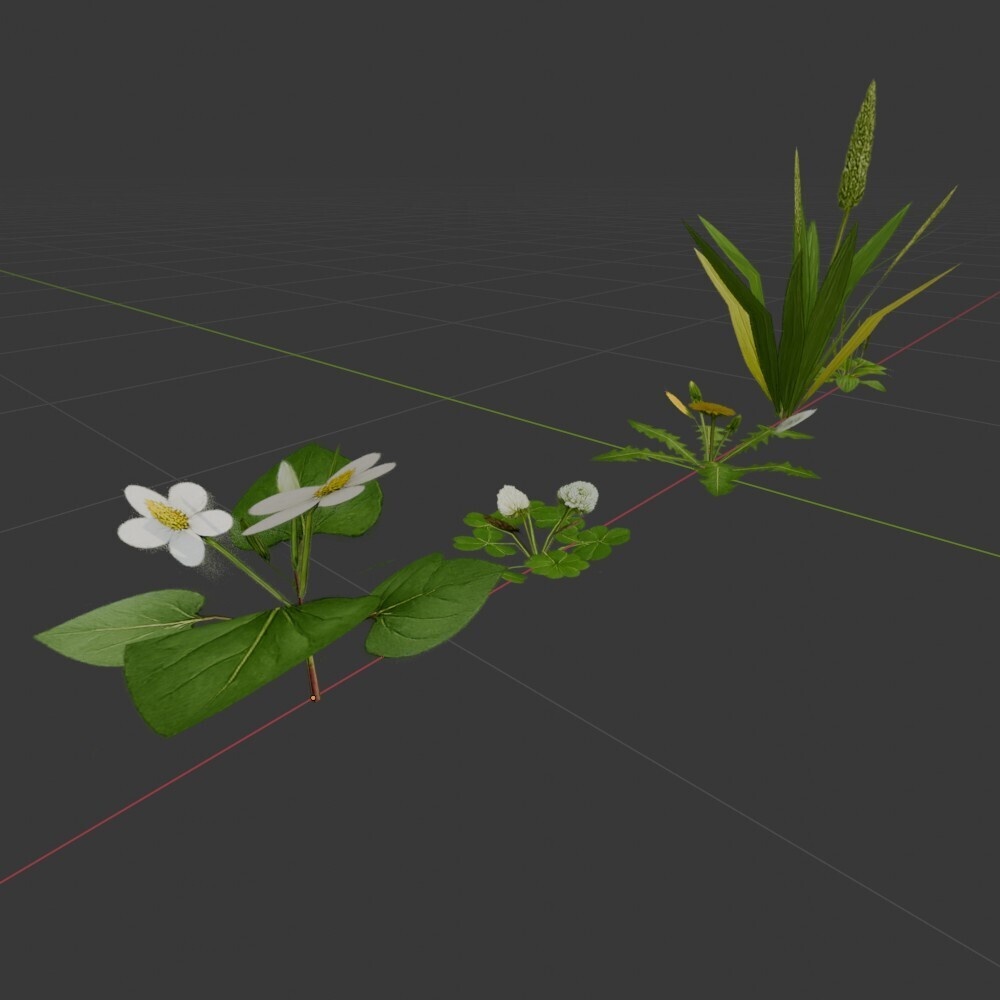 【3D環境・ワールド】植物5種セット(ローポリ)