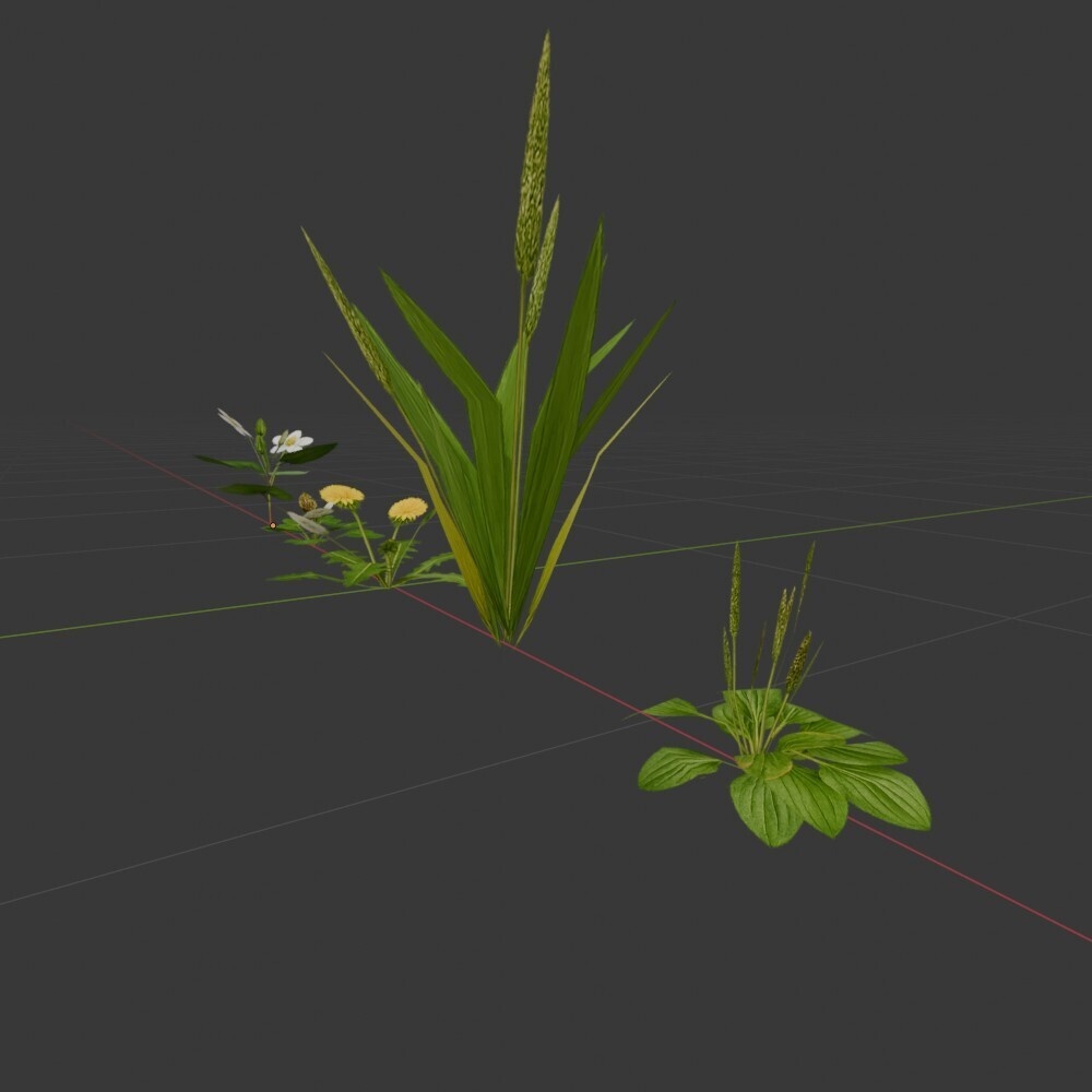 【3D環境・ワールド】植物5種セット(ローポリ)
