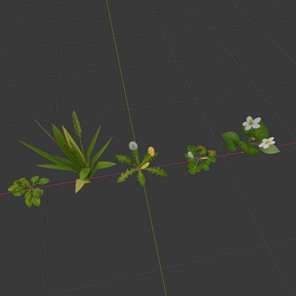 【3D環境・ワールド】植物5種セット(ローポリ)