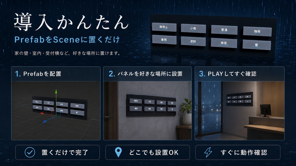 【3D環境・ワールド】Easy Rain System - かんたん雨演出