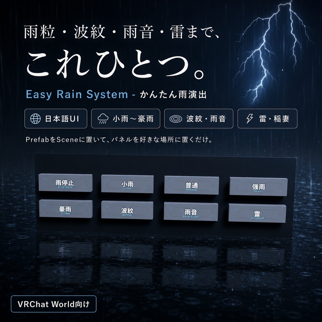 【3D環境・ワールド】Easy Rain System - かんたん雨演出