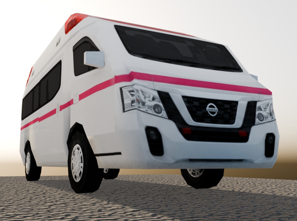 【3Dモデル】救急車(ローポリ)