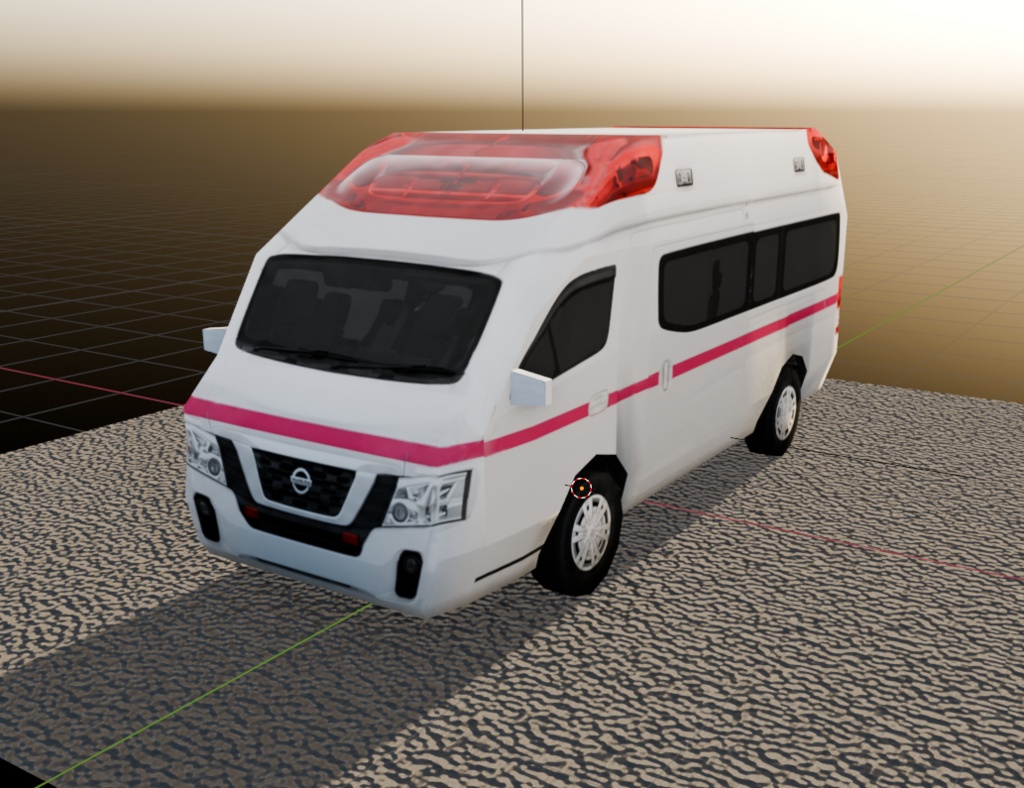 【3Dモデル】救急車（ローポリ）