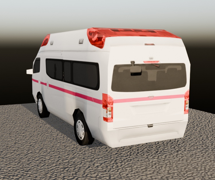 【3Dモデル】救急車(ローポリ)