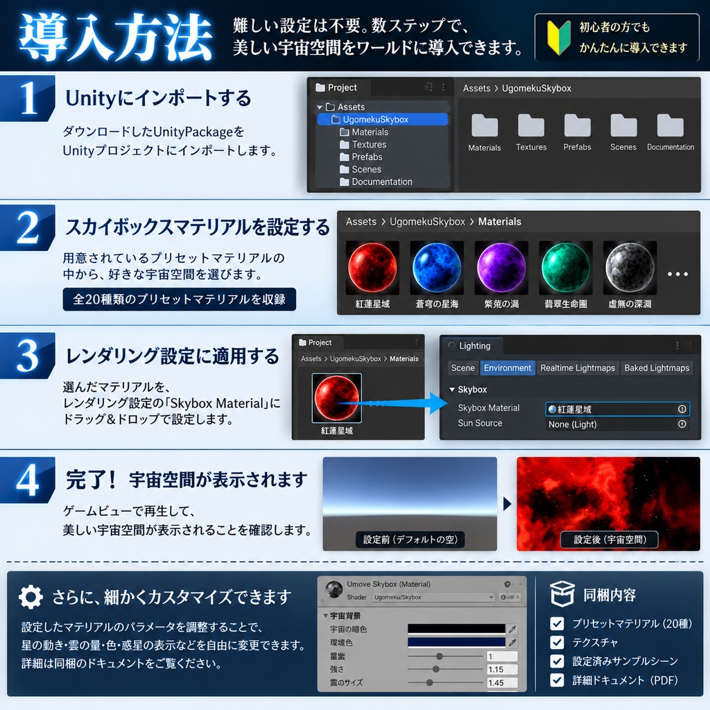 【Unity / VRChat対応】動く!スカイボックス うごめく宇宙空間