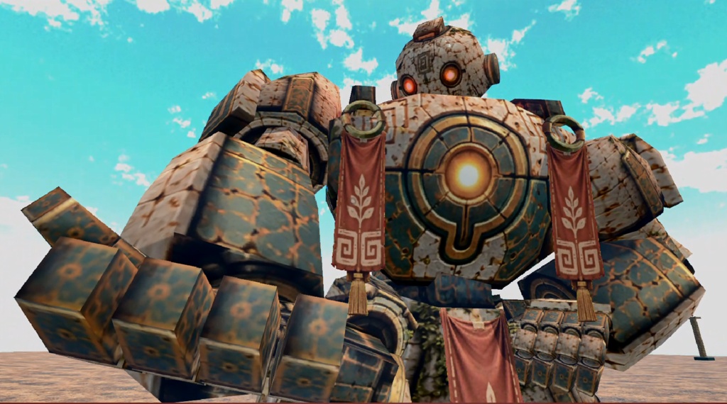 【VRChatワールド向け】古代ロボット「大地ノ守リビト」LAND GUARDIAN|全高約18mの巨大ロボットNPC