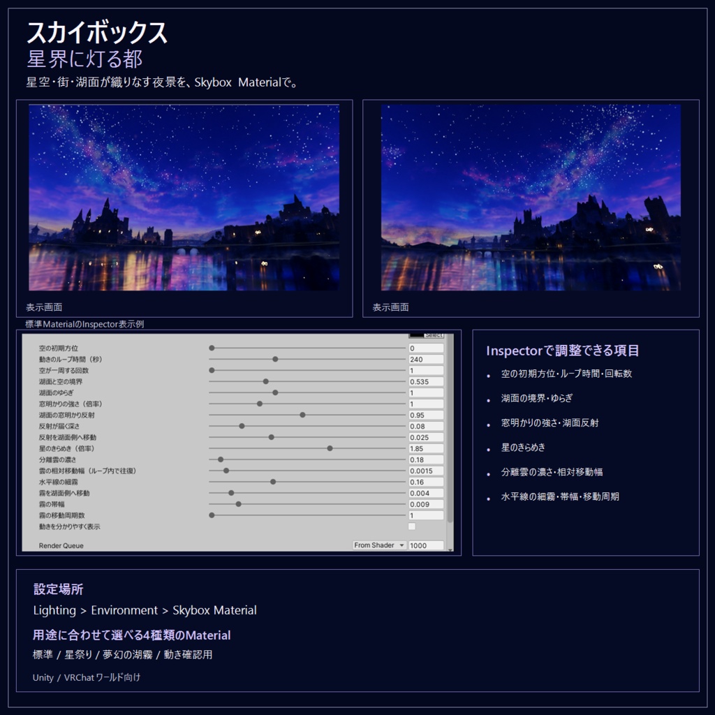 【3Dワールド・環境】Unity | VRChat 動く!スカイボックス 星界に灯る都
