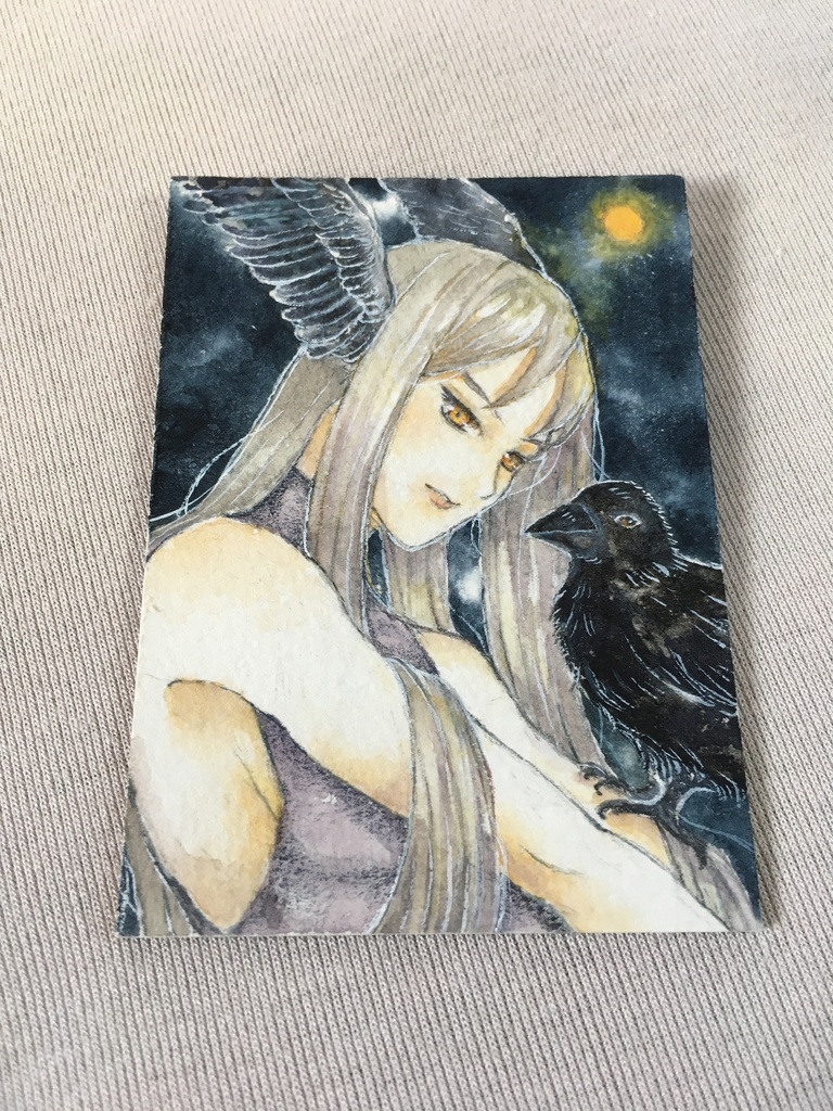 【ATC】月夜の使者たち 【水彩イラスト】