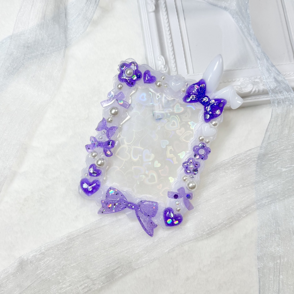 【B8】ホイップデコケース☆紫×うさ耳