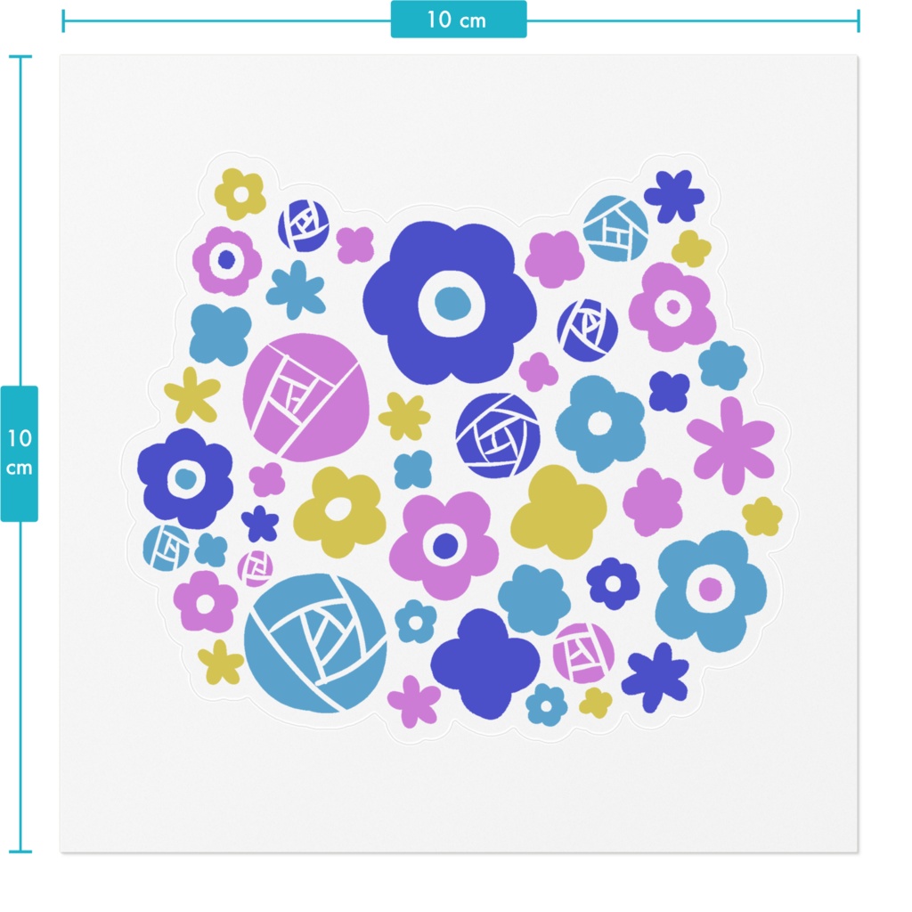 にゃんこ型 ステッカー -Blue-