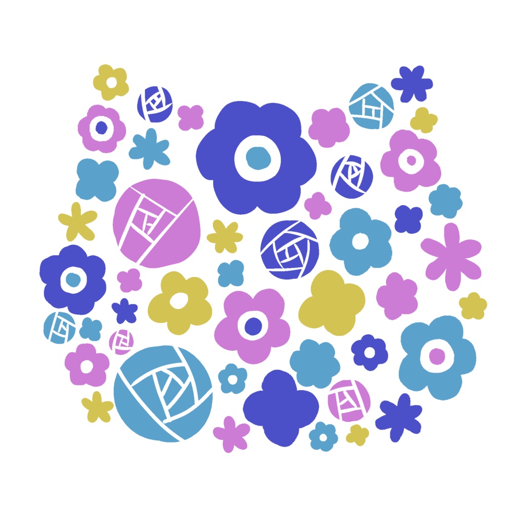 フラワー にゃんこ型(小)-Blue-